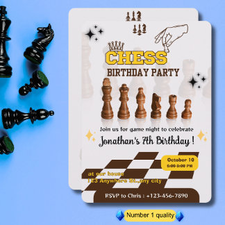 Uitnodiging voor schaakverjaardagsfeestje voor sch