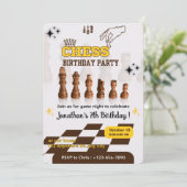 Uitnodiging voor schaakverjaardagsfeestje voor sch (Staand voorkant)