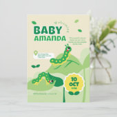 Uitnodiging voor Schattige Caterpillar Baby shower (Staand voorkant)