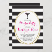 Uitnodiging voor scheidingspartners ~ Hot Pink, zw (Voorkant / Achterkant)