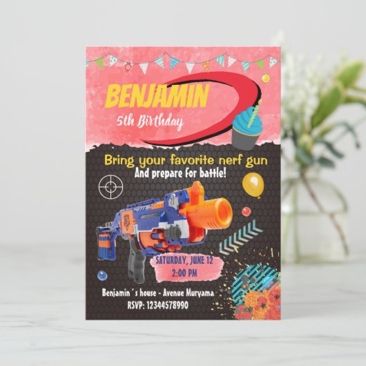 Uitnodiging voor schietoorlog (Staand voorkant)