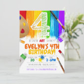 Uitnodiging voor schilderfeest, kunstverjaardagsfe (Staand voorkant)