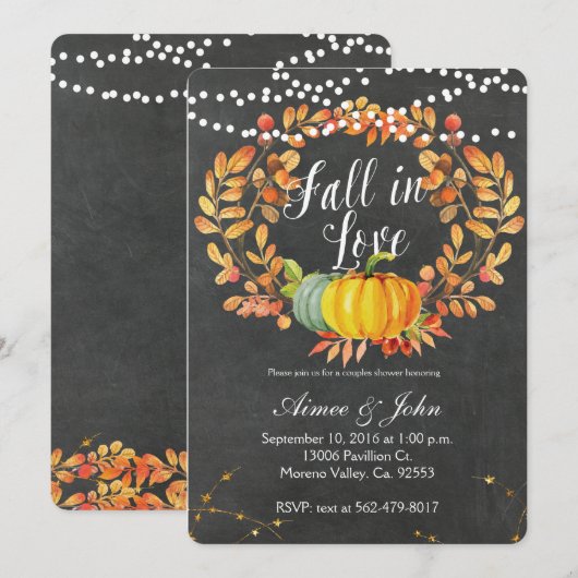 uitnodiging voor schoolbord-herfst (Voorkant / Achterkant)