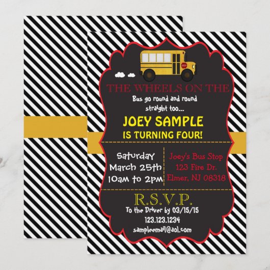 Uitnodiging voor schoolbus (Voorkant / Achterkant)