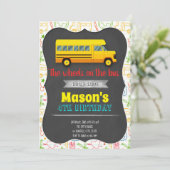 Uitnodiging voor schoolbus verjaardagsfeestje (Staand voorkant)