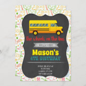 Uitnodiging voor schoolbus verjaardagsfeestje (Voorkant / Achterkant)