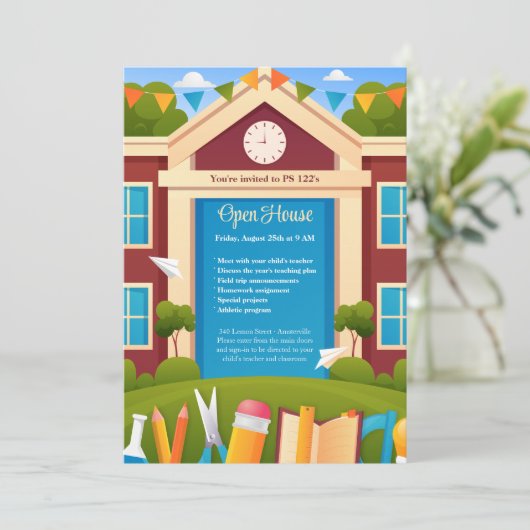 Uitnodiging voor schooldagen (Staand voorkant)