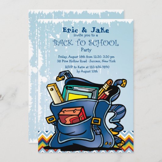 Uitnodiging voor schoolrugzak (Voorkant / Achterkant)