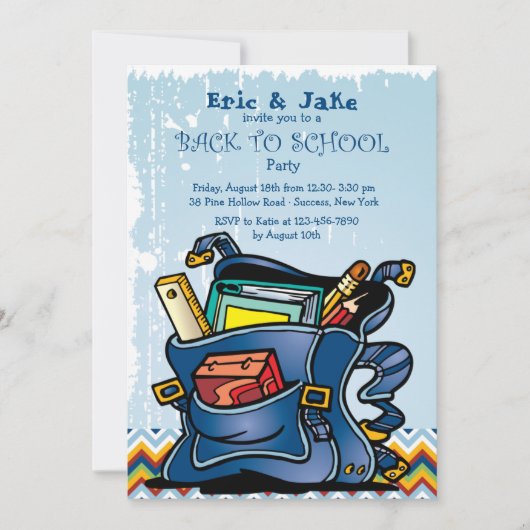 Uitnodiging voor schoolrugzak (Voorkant)