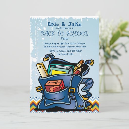 Uitnodiging voor schoolrugzak (Staand voorkant)