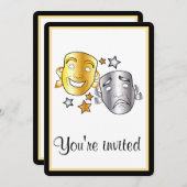 Uitnodiging voor schoolspelen met dramaskers (Voorkant / Achterkant)