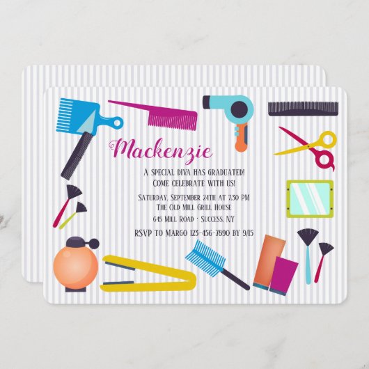 Uitnodiging voor schoonheidsschool elementen (Voorkant / Achterkant)