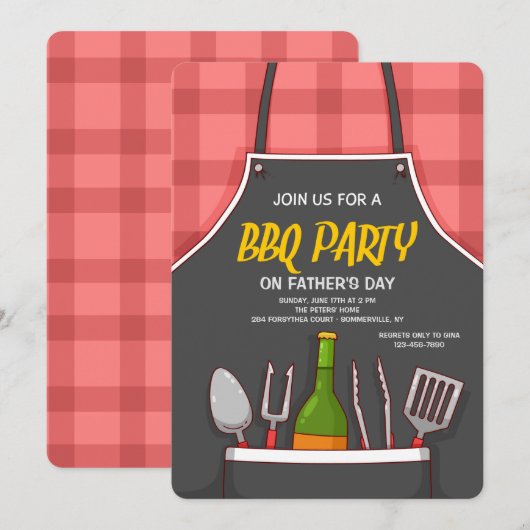 Uitnodiging voor Schort BBQ (Voorkant / Achterkant)