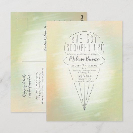 Uitnodiging voor Scooped Up Ice Cream Theme Shower (Voorkant / Achterkant)