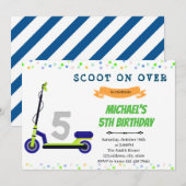 Uitnodiging voor scooter verjaardagsfeestje (Voorkant / Achterkant)
