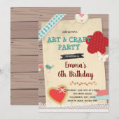 Uitnodiging voor scrapbook- en kunstfeestthema (Voorkant / Achterkant)