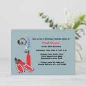 Uitnodiging voor Scuba Gear Birthday Party (Staand voorkant)