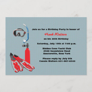 Uitnodiging voor Scuba Gear Birthday Party