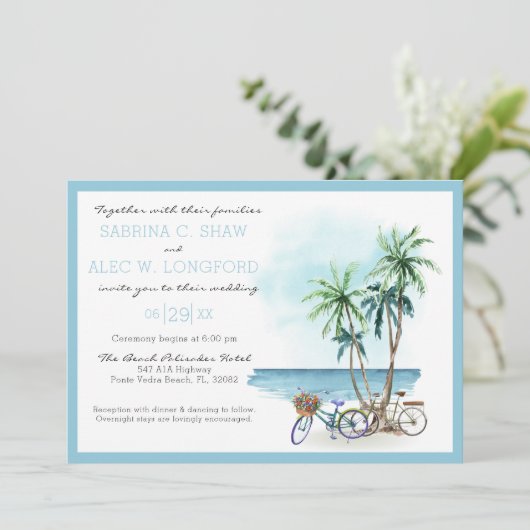 Uitnodiging voor Seaside Wedding Suite (Staand voorkant)