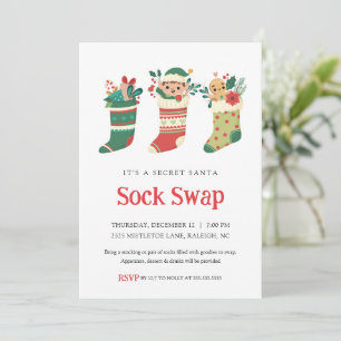 Uitnodiging voor Secret Santa Sock Swap-feestje