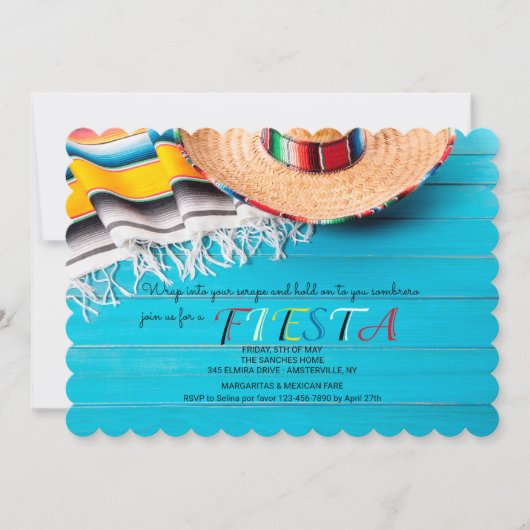 Uitnodiging voor Serape en Sombrero (Voorkant)