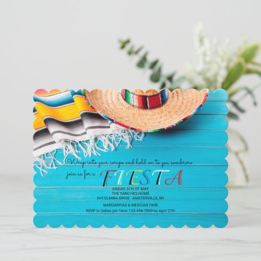 Uitnodiging voor Serape en Sombrero (Staand voorkant)