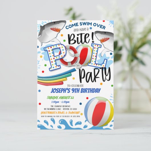 Uitnodiging voor Shark Attack Pool (Staand voorkant)
