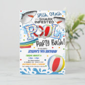 Uitnodiging voor Shark Attack Pool Party (Staand voorkant)