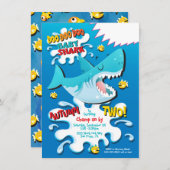 uitnodiging voor Shark Baby Birthday Party (Voorkant / Achterkant)