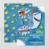 uitnodiging voor Shark Baby Birthday Party (Voorkant / Achterkant)