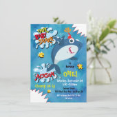 uitnodiging voor Shark Baby Birthday Party (Staand voorkant)