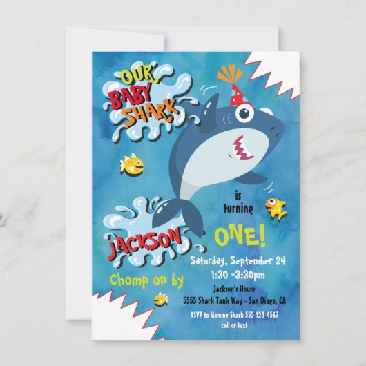 uitnodiging voor Shark Baby Birthday Party (Voorkant)