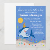Uitnodiging voor Shark Birthday (Voorkant / Achterkant)