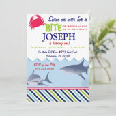 Uitnodiging voor Shark Birthday (Staand voorkant)