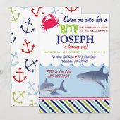 Uitnodiging voor Shark Birthday (Voorkant / Achterkant)