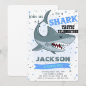 Uitnodiging voor Shark Birthday (Voorkant / Achterkant)