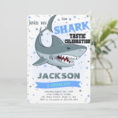 Uitnodiging voor Shark Birthday (Staand voorkant)