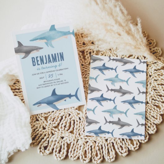 Uitnodiging voor Shark Birthday