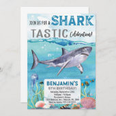 Uitnodiging voor Shark Birthday (Voorkant / Achterkant)