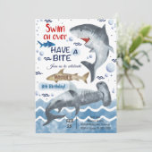 Uitnodiging voor Shark Birthday (Staand voorkant)