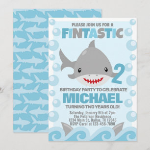 Uitnodiging voor Shark Birthday Party