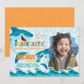 Uitnodiging voor Shark Birthday Party (Voorkant / Achterkant)