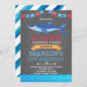 uitnodiging voor Shark Birthday Party (Voorkant / Achterkant)