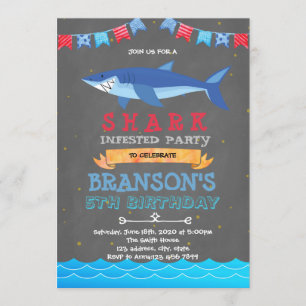 uitnodiging voor Shark Birthday Party