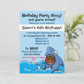 Uitnodiging voor Shark Birthday Party (Staand voorkant)