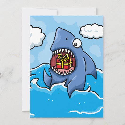 Uitnodiging voor Shark Birthday Party (Achterkant)