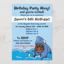 Uitnodiging voor Shark Birthday Party
