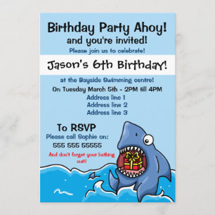 Uitnodiging voor Shark Birthday Party