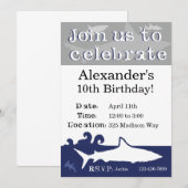 Uitnodiging voor Shark Birthday Party (Voorkant / Achterkant)