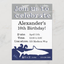 Uitnodiging voor Shark Birthday Party